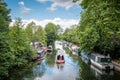 Narrow boats on Regent\'s Canal in Hackney, London Royalty Free Stock Photo