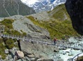 Narrow bridge above streem Royalty Free Stock Photo