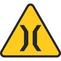 Narrow bridge sign icon, Traffic sign vector illustration Royalty Free Stock Photo