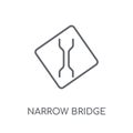 Narrow bridge sign linear icon. Modern outline Narrow bridge sig