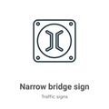 Narrow bridge sign outline vector icon. Thin line black narrow bridge sign icon, flat vector simple element illustration from