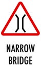 Narrow bridge sign on white background Royalty Free Stock Photo