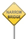 Narrow bridge traffic sign Royalty Free Stock Photo