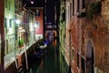 Small Venetian Canal At Night