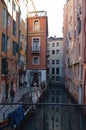 Narrow Canals With Their Colorful Buildings Reflected In The Water In Venice. Travel, Holidays, Architecture. March 27, 2015. Royalty Free Stock Photo