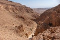 Narrow canyon of a dry wadi in Judaean Desert, Israel.