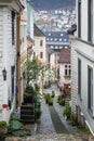 Narrow streets in Bergen old town Royalty Free Stock Photo