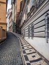 Narrow cobble street in Prague Royalty Free Stock Photo