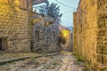 Narrow cobbled alley in old town. Deir al Qamar, Lebanon Royalty Free Stock Photo