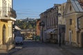 Narrow cobbled street in the old city of Kamianets-Podilski Ukraine.