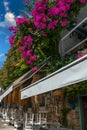 Narrow cobbled streets of Alacati under flowers are waiting for tourists Royalty Free Stock Photo