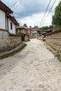 The narrow, cobbled streets of the old Koprivshtitsa, Bulgaria Royalty Free Stock Photo