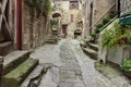 Narrow cobbled streets in the old village , France Royalty Free Stock Photo