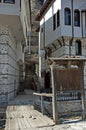 Narrow cobbled streets with traditional houses in the ancient town of Melnik Royalty Free Stock Photo