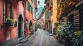 Charming Alleyway in Autumn Ai generated