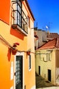 Narrow and colorful streets, facades and balconies of Lisbon
