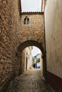 Narrow and colorful streets, facades and balconies of Obidos