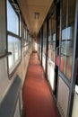 Narrow corridor in old train Royalty Free Stock Photo