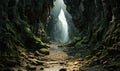 A narrow crevice through a valley with a water stream Royalty Free Stock Photo