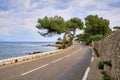 Narrow curved road along the Cote D`Azur Royalty Free Stock Photo