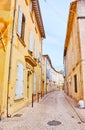 The narrow curved street in old Tarascon, France Royalty Free Stock Photo