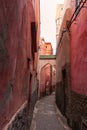 Tight and Narrow Passage in the Medina of Marrakesh Morocco Royalty Free Stock Photo