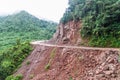 Narrow dangerous road in Yungas mountains, Boliv