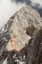 Narrow dangerous trail to Triglav peak