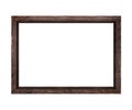 Narrow dark brown wooden frame for pictures and photos isolated on white background Royalty Free Stock Photo