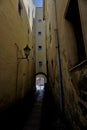 Narrow dark street called traitor street in Goerlitz