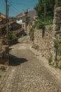 Narrow deserted alley and old houses Royalty Free Stock Photo