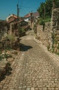 Narrow deserted alley and old houses Royalty Free Stock Photo