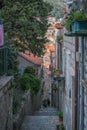 Narrow downhill passage in Dubrovnik Old town Royalty Free Stock Photo