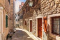 Narrow european street in the old town of Herceg Novi, Montenegro