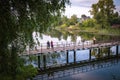 Narrow footbridge across the Talka River, 09/07/2020, Ivanovo city, Ivanovo region, Russia