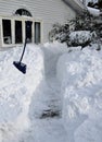 Shoveled footpath through the deep snow Royalty Free Stock Photo
