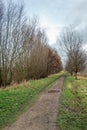 Narrow footpath in a Dutch park in autumn Royalty Free Stock Photo