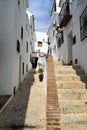 Narrow footpath and steps in Frigiliana - Spanish white village Andalusia