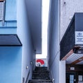 Narrow Gap And Concrete Stairs Between Buildings Looking Up