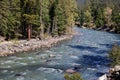 The Narrow Gauge Railway from Durango to Silverton that runs through the Rocky Mountains by the River Animas In Colorado USA Royalty Free Stock Photo