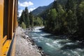 The Narrow Gauge Railway from Durango to Silverton that runs through the Rocky Mountains by the River Animas In Colorado USA Royalty Free Stock Photo