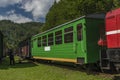 Narrow gauge railway in Majdan station with summer passengers in Poland Royalty Free Stock Photo