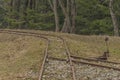 Narrow gauge in spring cloudy day in Grube Tannenberg in Krusne mountains Royalty Free Stock Photo