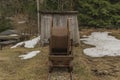 Narrow gauge in spring cloudy day in Grube Tannenberg in Krusne mountains Royalty Free Stock Photo