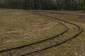 Narrow gauge in spring cloudy day in Grube Tannenberg in Krusne mountains Royalty Free Stock Photo