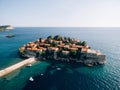 Narrow isthmus leads to the island of Sveti Stefan