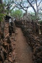 Narrow lane leading between houses in a Konso tribe village in Ethiopia