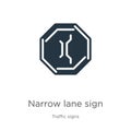 Narrow lane sign icon vector. Trendy flat narrow lane sign icon from traffic signs collection isolated on white background. Vector Royalty Free Stock Photo