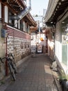 Narrow lane with traditional houses in Ikseondong Hanok village