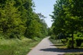 Narrow lane winding through lush green countryside Royalty Free Stock Photo